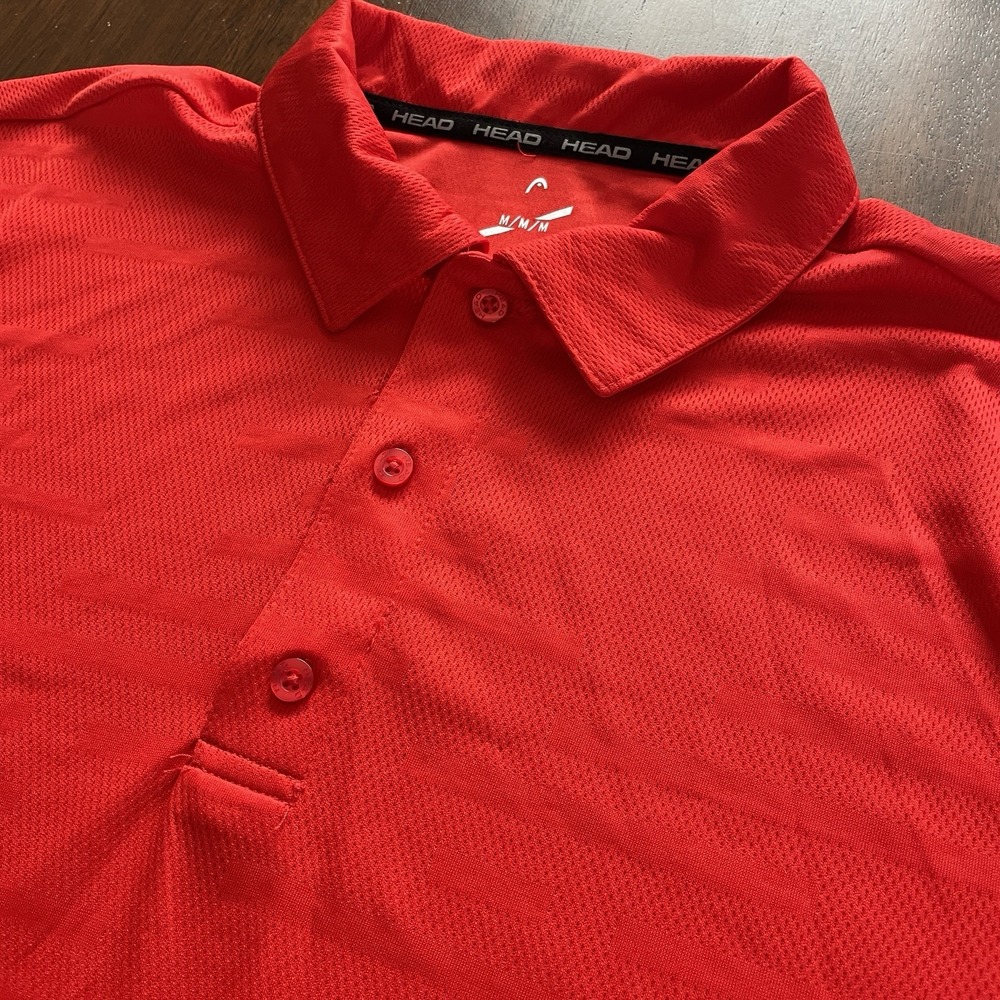 HEAD Polo Short Sleeve Shirt Men's Size Medium Reflective Red $45‎ Msrp Golf